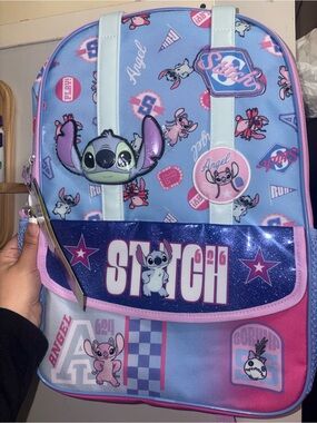 Disney Stitch Kids Backpack - Light Blue, Pink, Purple